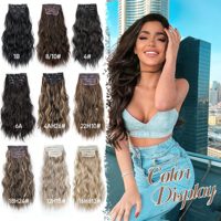 4 pièces d'extensions de cheveux synthétiques à clipser, haute simulation, longues boucles volumineuses avec clips