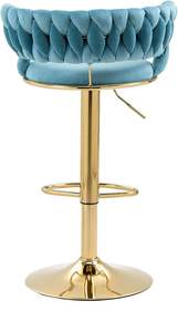 Height Adjustable Swivel Bar <b>Stool</b> Velvet Golden Base Barstools Chairs Padded <b>Seat</b> Woven Kitchen High Dining Chair <b>Stools</b> - Product Image 6