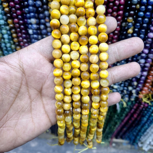Cuentas de Ojo de Tigre Teñidas Naturalmente al por Mayor |   Cuentas Redondas de Piedras Preciosas de 6 mm, 8 mm y 10 mm |   Cuentas de Piedras Curativas Coloridas al por Mayor para Joyería - Product Image 1