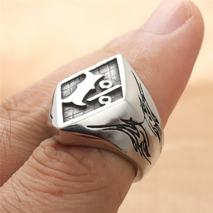 yunnique <b>Titanium</b> Steel Rhombus <b>Ring</b> Men's Punk Stainless Steel 1% Geometric Design Silver Color Gift Jewelry - Product Image 4