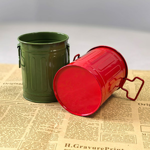 Porte-stylo cylindrique en fer forgé, seau de rangement créatif pour bureau, multifonctionnel, pour papeterie, pinceaux cosmétiques, pot de fleurs - Product Image 3