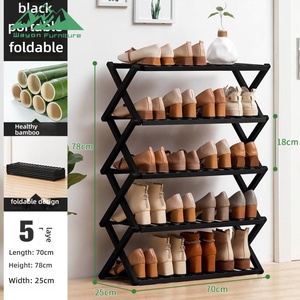 Wayon Scarpiera Moderna in Bambù Pieghevole a 1 Ripiano, Scaffale Portaoggetti per Ingresso, Camera da Letto, Organizzazione Domestica - Product Image 6