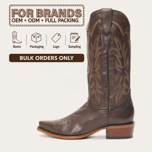 Botas Vaqueras Occidentales <span class=keywords><strong>CHENO</strong></span> Personalizadas, Color Marrón Oscuro Vintage, Altura Media, con Bordado - Product Image 1