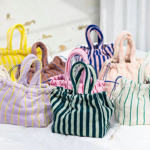 Royal Fair personalizzato personalizzato spugna a righe tessuto mare borsa oversize tracolla spugna borsa da spiaggia per ragazze - Product Image 4