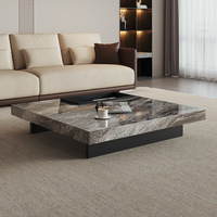 Table basse carrée en bois massif de luxe italienne, design minimaliste et moderne, pour appartement grand ou petit, ambiance haut de gamme pour la maison