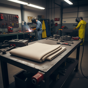 Lot de 2 couvertures de soudage robustes 1,8 m x 2,4 m, traitées thermiquement, ignifuges, en fibre de verre, avec œillets métalliques - Product Image 2