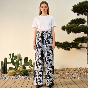<span class=keywords><strong>Pantaloni</strong></span> a Gamba Larga <span class=keywords><strong>con</strong></span> Stampa Personalizzata Stile Giornale per Donna, Abbigliamento Streetwear - Product Image 2