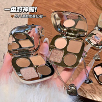 4 Warna IGOODCO Langsung dari Pabrik Bebas Kekejaman Tahan Air Berkilau Satin Eyeshadow Glitter Tekan Set Kosmetik Cermin Hadiah
