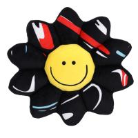 Coussin en peluche tournesol Smiley Face, imprimé graffiti noir, oreiller rembourré fleur, coussin décoratif doux et moelleux pour chambre et canapé