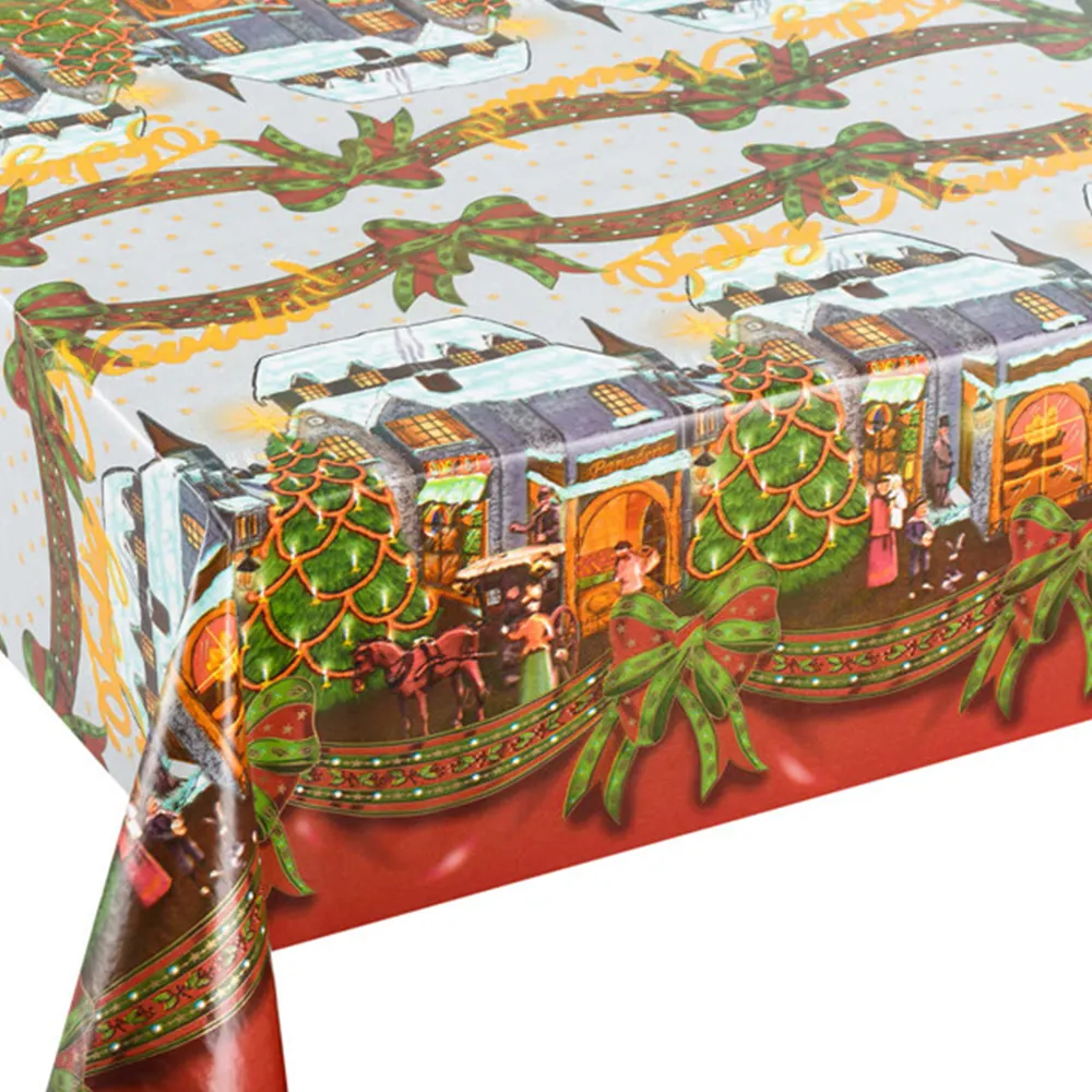 Fitble rectangle waterproof table cloth print christmas fabric printing tablecloths