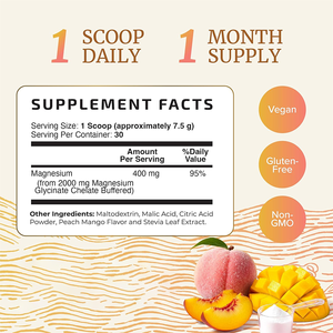 GMP Certified OEM Private Label Natural Peach and Mango Flavor 400mg Vegan Organic <strong>Magnesium</strong> Glycinate Powder Supplement - Product Image 6