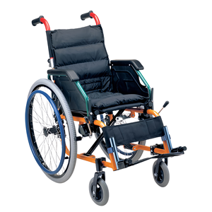 Sedia a rotelle manuale regolabile in lega di alluminio leggera per bambini di età compresa tra 6 e 8 anni all'ingrosso a buon mercato - Product Image 1