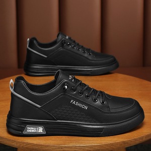 Men's Summer Casual All-Match White <b>Sneakers</b> Breathable Low-Top <b>Leather</b> Shoes Lace-Up Closure Solid Trendy Design Soft Mesh - Product Image 3