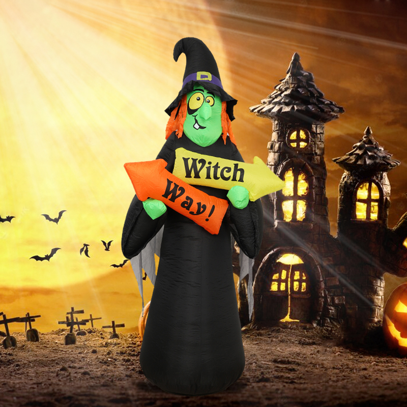 Halloween Inflatable Witch Blow Up Halloween Decoration Outdoor Witch