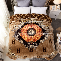 Super weich bedruckte gestrickte King Size Decke Raschel Warme Nerz decken Winter