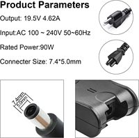 Adaptateur secteur AC/DC 19,5V 3,34A/4,62A 65W/90W pour ordinateur portable PA-90W avec protection OTP 7,4x5,0