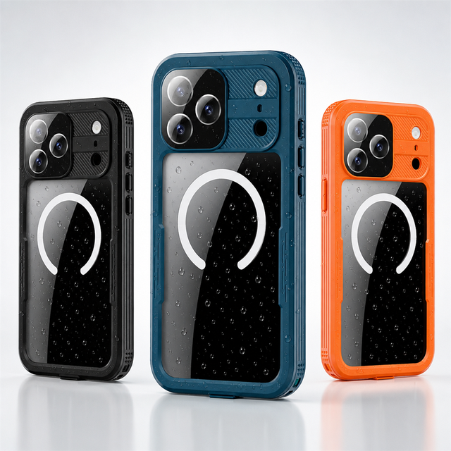 Wholesale Heavy Duty IP68 Waterproof Polycarbonate Magnetic Full Body 360 Protective Phone Case for iPhone 17 Pro Max