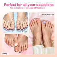 Ongles d'orteils français en acrylique ultra-fins sans couture, à couverture complète, à presser, forme carrée courte, sans ponçage, vente en gros