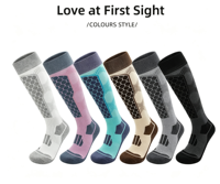 Chaussettes de ski antibactériennes, chaussettes thermiques d'hiver, chaussettes de neige épaisses en coton éponge, chaussettes longues pour sports de plein air et randonnée