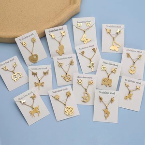 Stainless Steel Butterfly Unicorn <strong>Stud</strong> <strong>Earrings</strong> and <strong>Chain</strong> Hair Ornament Necklace Set Fashion Hair Jewelry - Product Image 1