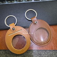 Mini porte-monnaie en cuir PU fait main, porte-clés, étui de protection pour jetons de supermarché et pièces commémoratives, avec porte-clés