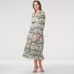 Vestido Camisero Midi Casual de Algodón Gauze Blanco de Manga Larga con Botones para Mujer, Ajuste Holgado, ¡Venta Caliente! - Product Image 2