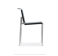 Chaise de salle à manger italienne minimaliste en acier inoxydable et cuir, design moderne, mobile, imperméable, pour la maison et l'hôtel