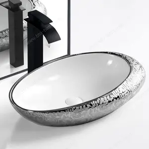 BTO prezzo di fabbrica bianco e argento Lavabo Art Lavabo sanitari in ceramica da bagno lavandini da banco lavello