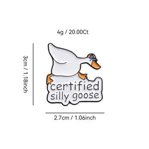 Yaratıcı sevimli karikatür büyük beyaz kaz şekli çinko alaşım damla yağ broş Metal rozeti giyim çanta takı toptan - Product Image 3