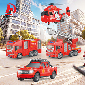 Ensemble de jouets de sauvetage incendie à inertie pour enfants, 4 pièces, <span class=keywords><strong>camion</strong></span> de pompiers à friction, hélicoptère, kit de véhicules de jeu de <span class=keywords><strong>pompier</strong></span> urbain pour garçons, cadeau - Product Image 1