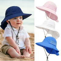 Dropshipping Agent 2025 Protection UV Summer Baby Hat Windproof Cotton Bucket Cap for Kids Outdoor Beach Accessory