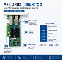 Adaptador de Red para Servidor Mellanox Connect X-3 MCX312A-XCBT IBM PN 00D9692, Doble Puerto 10GbE SFP+, PCIe3.0 X8 RoCE SR-IOV