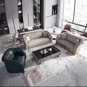 โซฟาหนังสไตล์โมเดิร์น, โซฟาหนังอิตาลีหรูหราน้ำหนักเบา123โซฟาหนังผสมฟรีเฟอร์นิเจอร์ห้องนั่งเล่นสำหรับวิลล่า - Product Image 3