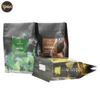 Sacs à fond carré PE Mylar avec impression personnalisée logo UV Pochette d'emballage pour capsule de café avec valve
