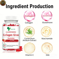 Complément Alimentaire OEM Gommes de Collagène au Glutathion pour Antioxydation, Éclaircissement et Hydratation de la Peau, Sans Sucre, 60 Gommes
