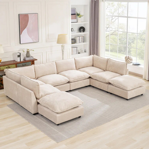PZCN HOME Ensemble de canapés modulaires 8 pièces au design moderne et à combinaison gratuite Mobilier <span class=keywords><strong>Canapé</strong></span> en forme de U <span class=keywords><strong>Canapé</strong></span> de salon avec <span class=keywords><strong>pouf</strong></span> - Product Image 1