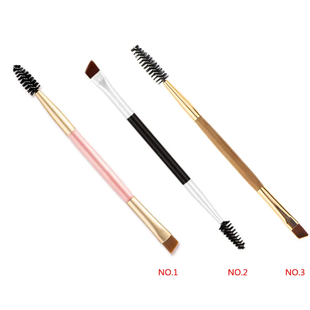 NA014 Bamboo Brushes Double Head Handle Pro Eyelash Eyebrow Brush Makeup Cosmetic Beauty Tool