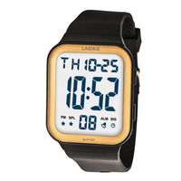 Reloj Deportivo Digital LASIKA WF157 3BAR Resistente al Agua, Unisex, Pantalla LCD, Esfera Negra, Calendario, Alarma, Cronómetro, EL