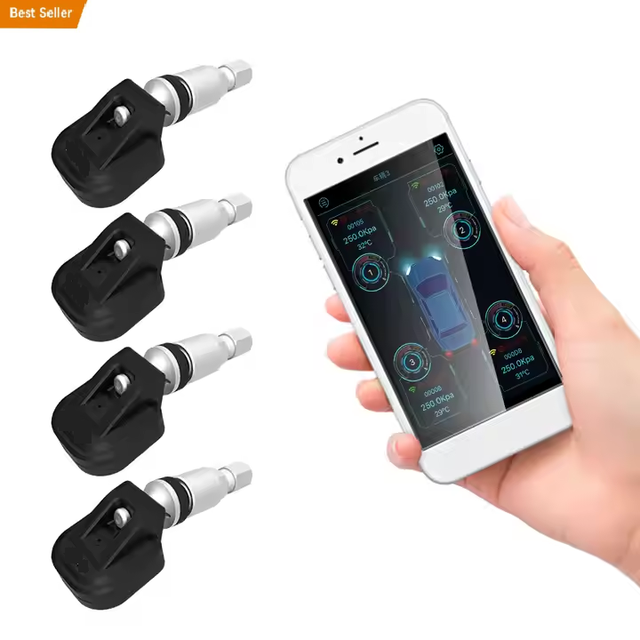 Wireless 5.0 BLE TPMS Auto Tire Pressure Monitoring System with 4 Sensors External Use