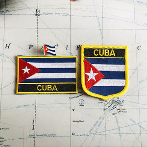 Parches Bordados de la Bandera Nacional de <span class=keywords><strong>CUBA</strong></span>, Insignia en Forma de Escudo y Pin Cuadrado, Juego de un Par para Decorar Mochilas, Brazaletes de Tela y Regalos - Product Image 1