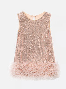 <span class=keywords><strong>Blusa</strong></span> y Falda <span class=keywords><strong>para</strong></span> Niñas - Verano Otoño - Nuevo Diseño - Vestido de Princesa Elegante de Seda con Lentejuelas - Vestido de Tul <span class=keywords><strong>para</strong></span> Niñas - Moderno - Product Image 1