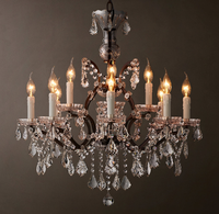 Lustre en cristal Empire Luxury, en fer forgé, pour salon, salle à manger, villa, duplex, mariage, hôtel