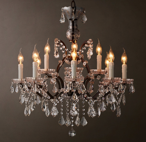 Lámpara Colgante <span class=keywords><strong>de</strong></span> Cristal <span class=keywords><strong>de</strong></span> Lujo Estilo Empire, Araña <span class=keywords><strong>de</strong></span> Cristal y Hierro Forjado para Sala <span class=keywords><strong>de</strong></span> Estar, Comedor, Villa, Dúplex, Bodas, Hotel - Product Image 1