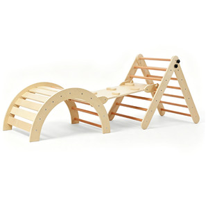 Estructura de Escalada de Madera Montessori con Rampa, Triángulo de Escalada Transformable, Escalador Infantil de Madera - Product Image 1