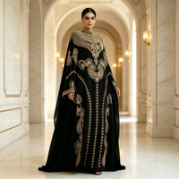 Robe de soirée maxi caftan élégante et tendance pour adultes, style bal de promo, ornée de perles, de luxe léger et haut de gamme, pour l'hiver
