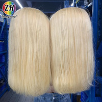 Peluca de Cabello Humano Liso Corto Estilo Bob 12A de Camboya, Rubia 613, con Encaje Frontal 13x4, el Mejor Proveedor de Pelucas para Mujeres