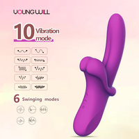 Nouveau Dildo en Silicone à Double Vibration pour Femmes avec Stimulateur Clitoridien Rechargeable Étanche 10 Modes de Vitesse