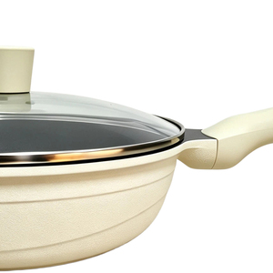 Poêle Wok Antiadhésive en Aluminium Pressé 28 cm, Motif Vague, Personnalisable avec Logo, Idéale pour la Préparation du Petit-Déjeuner à Domicile - Product Image 3