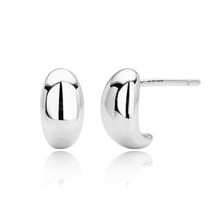 Minimalist 925 <b>Sterling</b> <b>Silver</b> Engagement <b>Earring</b> Smooth Dome <b>Hoop</b> Woman Fashion <b>Earring</b> <b>Small</b> C Shape Stud Bridal Jewelry Gift - Product Image 1