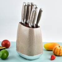 Porte-couteaux en forme de cuiseur à riz, modèle tendance, pour ensemble de couteaux de cuisine en acier inoxydable avec manche en anneau unique